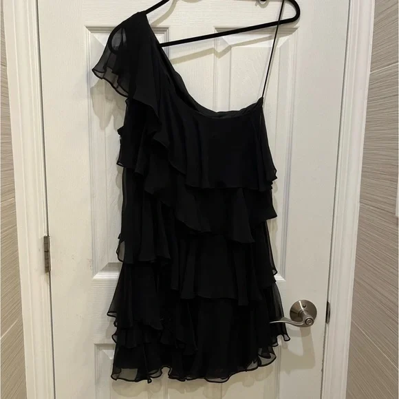 NWT HALSTON HERITAGE One Shoulder Mini Dress L - Picture 2 of 7